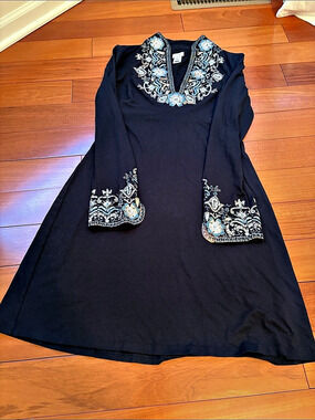 Caché Black Embroidered Maxi Dress